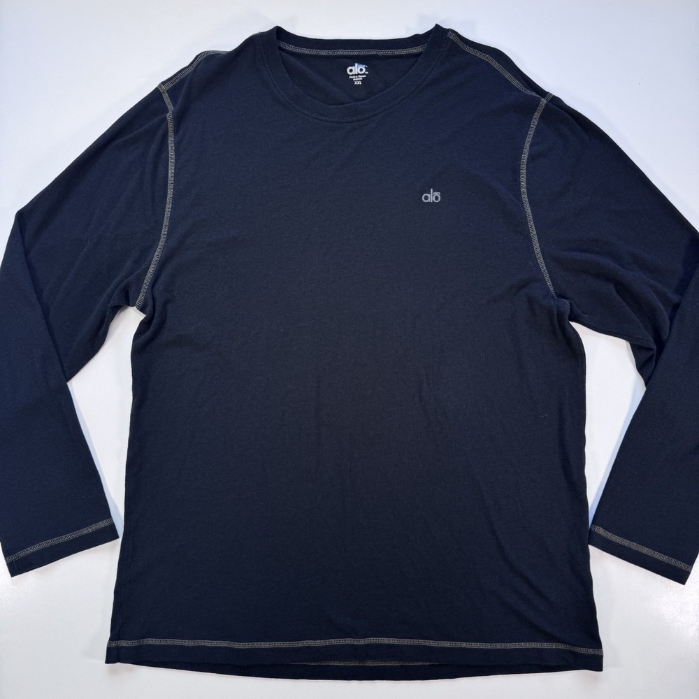 ALO YOGA Cool Fit Long Sleeve Shirt Mens XXL Black Tech T Baselayer BambooCotton